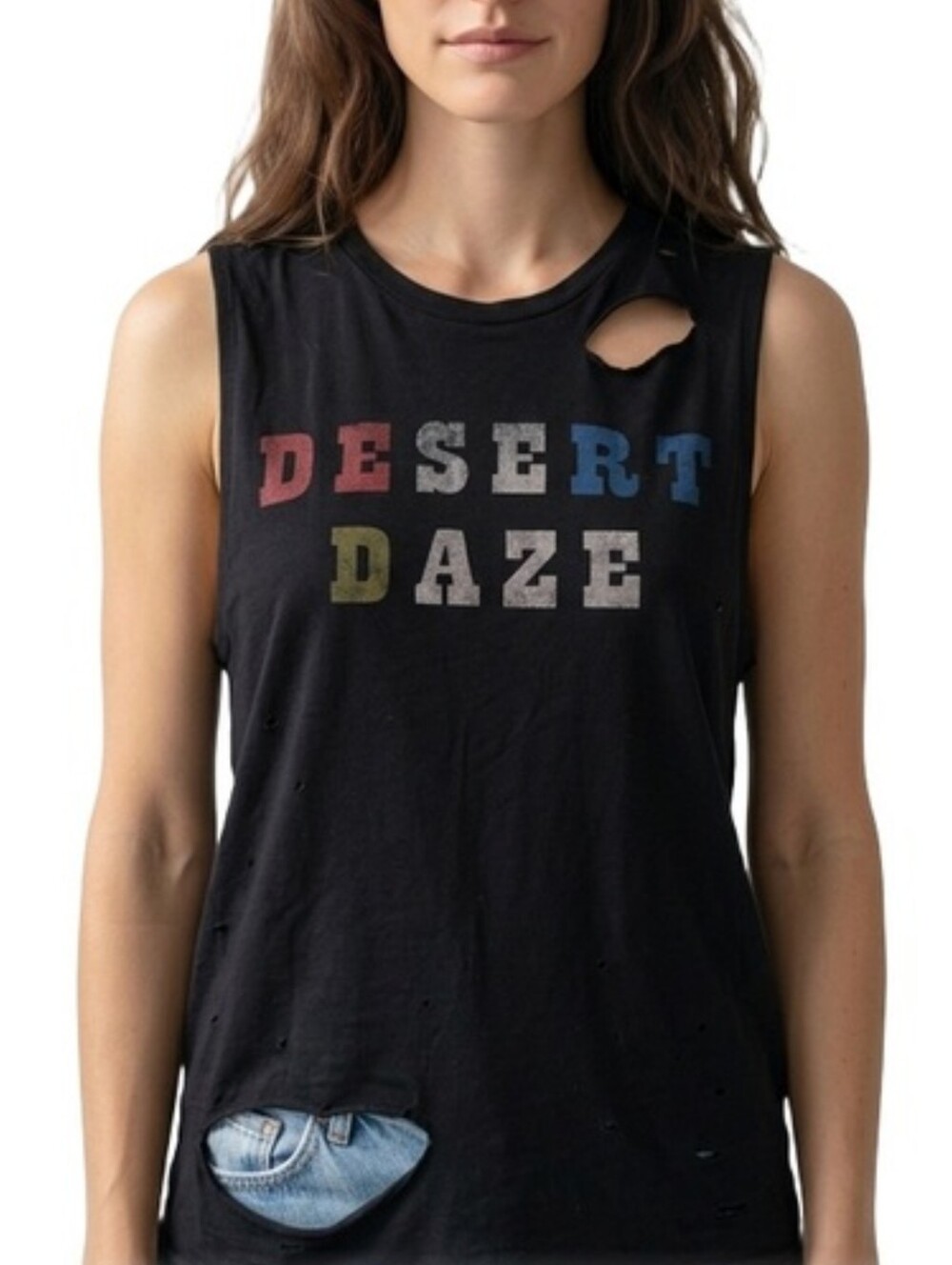 DAYDREAMER PRE-OWE ED Desert Daze Black Graphic Muscle Tee